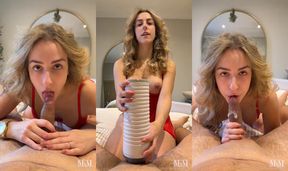 maddiexmyles getting him off with his new virtual toy porn video