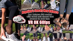 VR 3D 8K 180 60 fps | Angelina Presents Her Super Sweaty New Balance 530 Sneakers with Fishnet Nylons – Divine Sweaty Cheese Feet, Soaked Fishnet Socks, Glowing Moist Insoles, Toe Sauna, Slimy Barefoot Vibes, and Intense Foot Scent Fantasies