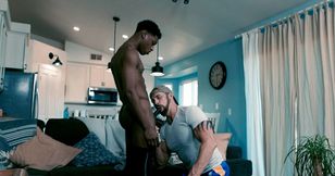 Black boy gets ass rammed by older DILF with very big dick