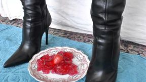 Smoking Mistress and Licking Dessert From Boot Soles, POV Clip, Lady Victoria Valente