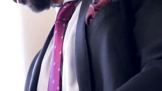 PlayingMen.com - Hot stud in classy jacket slamming coworker's tight ass with deep st