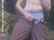 Peep my dick 🍆 🤫... Let's jerk outside on a rocky path... The squirrel nearly caught me naked.😅🥵