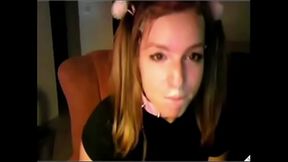 Teen webcam girl gets a facial from her own hand