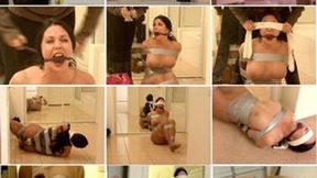 Gina walks in on a pantyhose encasement cat burglar