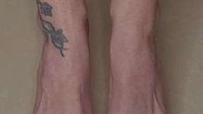 Long Toes Spreading and Toe Wiggling, black toenail polish