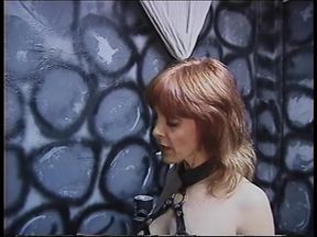Begging for more while sucking huge dildo