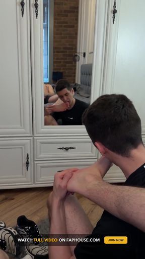 Sniffs Sneakers and Socks, Licks Feet and Gets Dick in the Ass