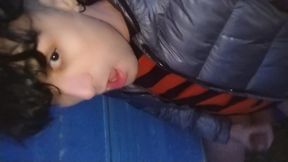 Risky Evening Masturbation and Cumshot at Building