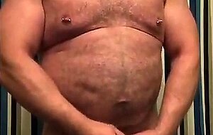 Amateur Daddy Bear Jacks Off In Bathroom Solo