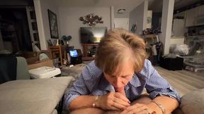 Mature GILF gives loving deepthroat to 40-something man