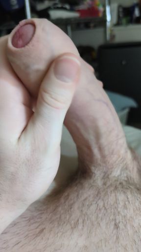 Irish man enjoys big uncut cock while masturbating