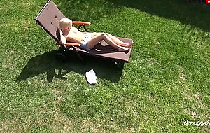 Super honey blonde slut suck and fuck in the garden —