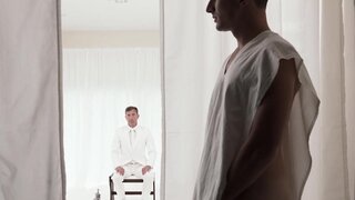 The apprentice moans from the hard cock of the master