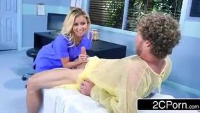 Horny Nurse and Busty Doctor Suck Patient's Dick