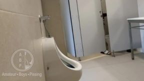 Amateur Horny Boy Gets Submitted and Pissed on in Public Toilets