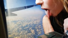 Real Public Airplane! Jerk off , Suck my cock ! Shows boobs