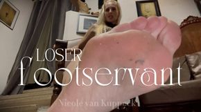 Foot licker gets insulted POV - Nicole van Kuppeck does verbal degradation with dirty feet and soles