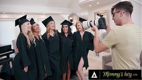 MOMMY'S BOY - Excited Graduating MILFs REVERSE GANGBANG Their Photographer To Celebrate The Occasion