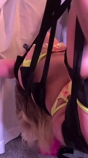 Sex Tape in the Sex Swing Finished with Anal Creampie