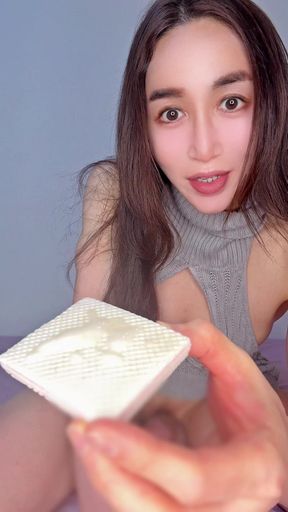 TS Solo - Jerking Off &amp; Cumming on Wafers Tease