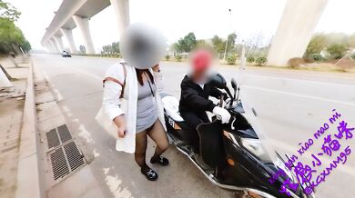 Seducing a motorcycle driver and being penetrated from behind