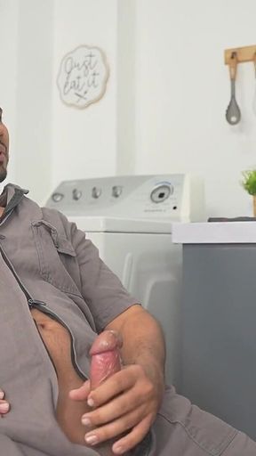 A Horny Blonde MILF Fucks the Building's Plumber in the Kitchen, Riding His Cock Like a Horny Slut