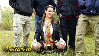 British MILF Eva Jayne Takes Multiple Cocks in Public Park Gangbang