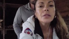 Wife gets a hard doggy outside