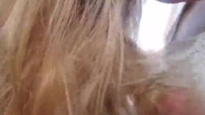 Outdoors blowjob & hair job leaving wife hair cover in cum