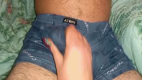 Crumpet jerks off through panties WMV