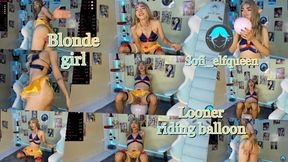 Ep2 Looner show blonde girl ride balloon to make plop with her big ass