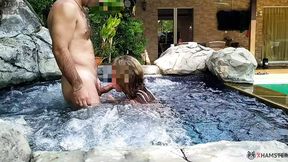 Outdoor jacuzzi seduction yields to ravaging Russian mistress' lustful craving