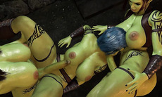 Watch Shemale Futa Orc in a wild threesome with anal action