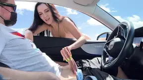 Strangers hook up on a public spot, hot babe goes down and gets banged rough