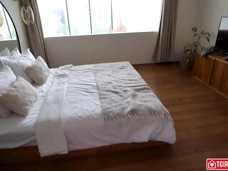 Cute Oriental Ladyboy With Large Bazookas Supplicates Landlord With Her Hotty Dong - shemales Abode