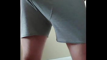 Revealing my huge uncut cock from boxers