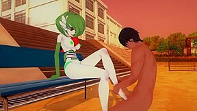 Cutie Gardevoir Jerks Off Her Trainers Penis With Her Feet In A Porn Cartoon