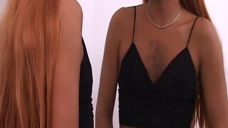 Crossdresser Latin Cuties` Kinky Anal: Ebony + Lingerie + Lipstick