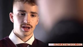 SayUncleNetwork.com - Tattooed twink tempts priest into a raw bareback pounding