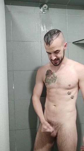 In the gym shower