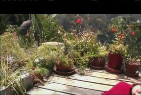 Pussy licking pussy fingering masturbating in the garden
