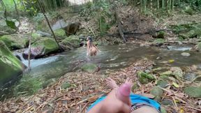 Stepsister Bathes In The River, While Watching Her I Masturbate Until I End Up Fucking Her Rich Ass