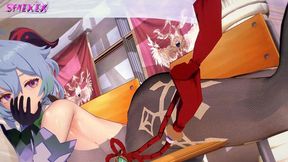 ganyu and aether hentai sex genshin impact multiple creampie positions mmd 3d soft green hair