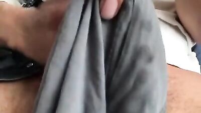 Clothed Boner and Precum Play