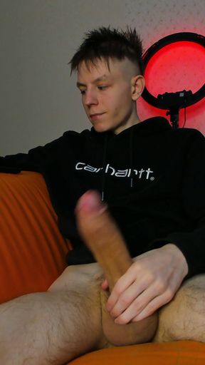 Slim Twink Webcam Leaking Tip To Cum Fountain   Clip 1