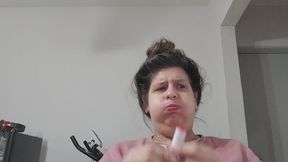 Chubby Girl in Video Call with Boyfriend Coughs with Mouth Closed – Red Lipstick Gift Causes Cheeky Pressure, Puffy Cheeks, Exploding Face Vibe, Fetish Play