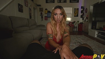 Daisie Bell Gives Hard Cock a Handjob and Slide Between Big Tits for Cum