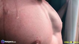 Admiring his muscularity in the morning and prepping for adulation!