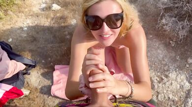 risks a public blowjob that ends with her face full of cum