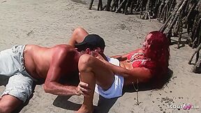 Redhead Curly Hair Latina Teen 18+ Marcia Rough Has Outdoor Sex At The Beach